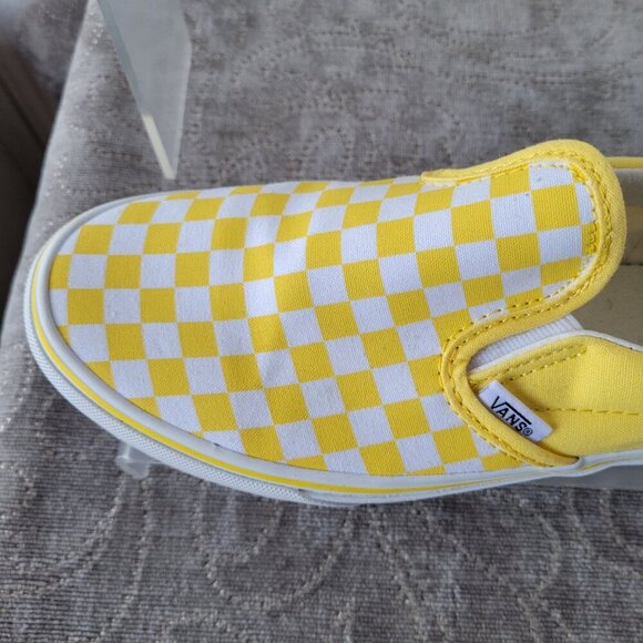 VANS Checkerboard Yellow Slip-On Sneakers – Kids 6.0 - Picture 4 of 11